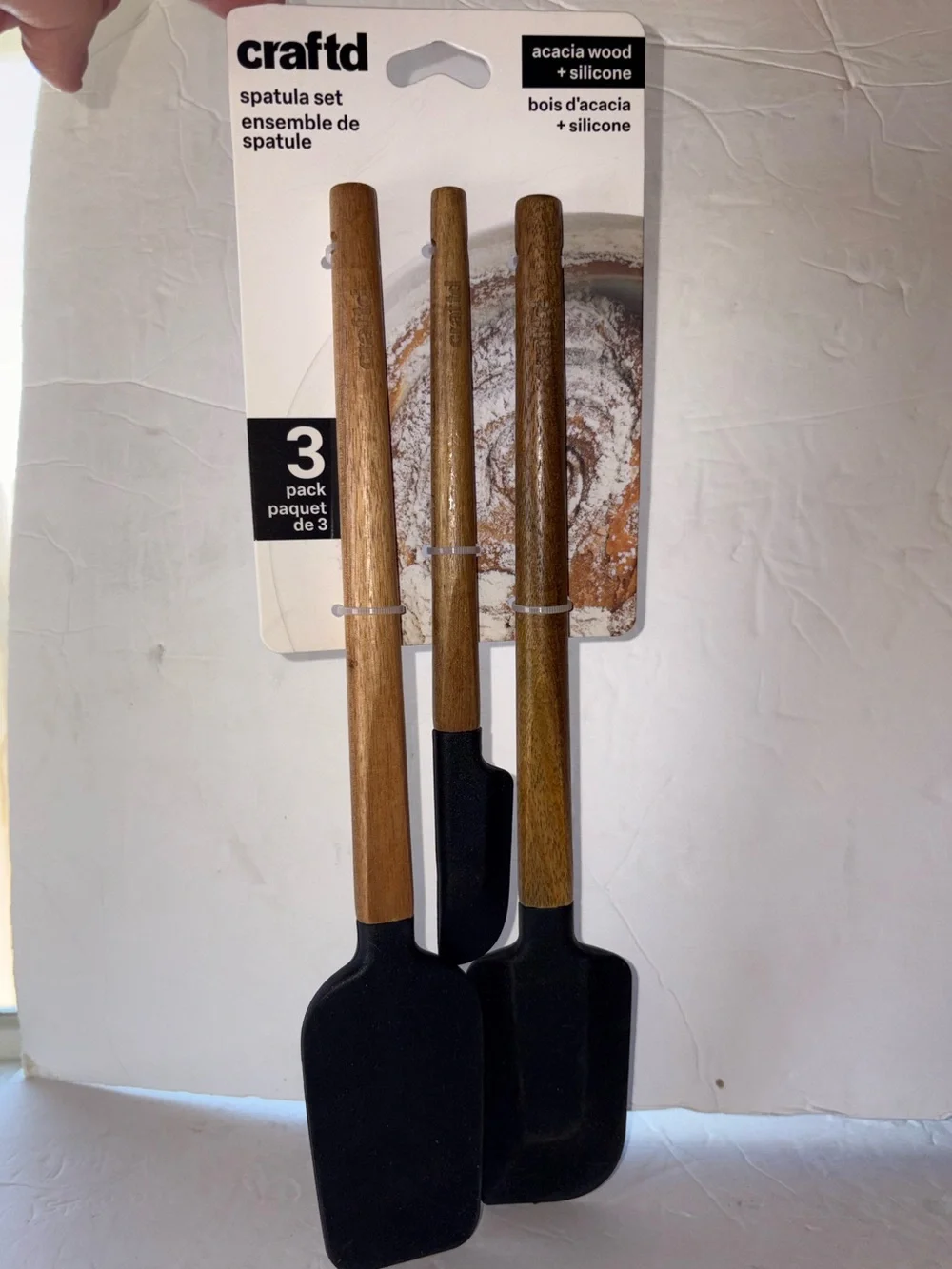 NWT - Craftd 3pc: Silicone Wooden Spatula Set